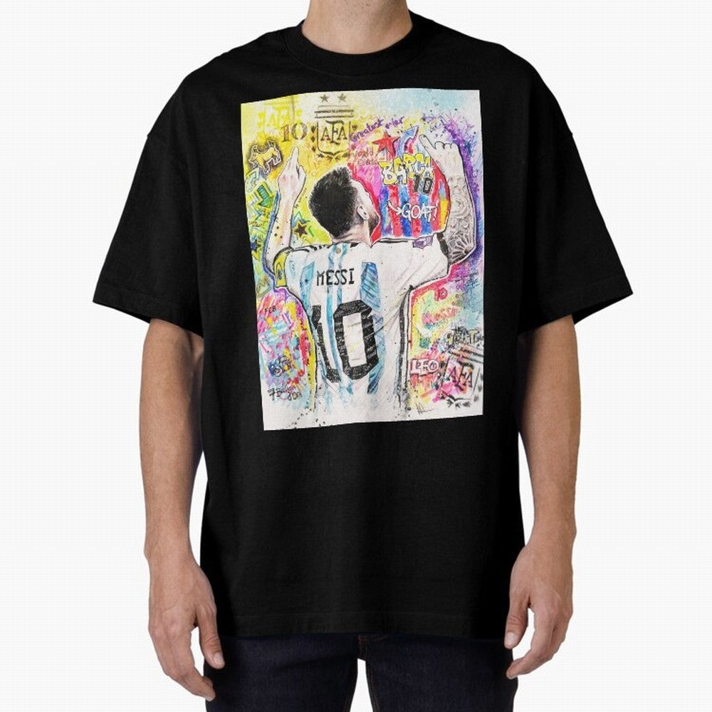 Lionel Messi Oversized T-Shirt Honor the Beautiful Game during FIFA World Cup 2026 USA Canada Mexico for Fans of Messi, Neymar and Mbappe and Spain and Netherlands, Bringing Worldwide Fan Energy, Dramatic Goals, Stadium Lights and Championship