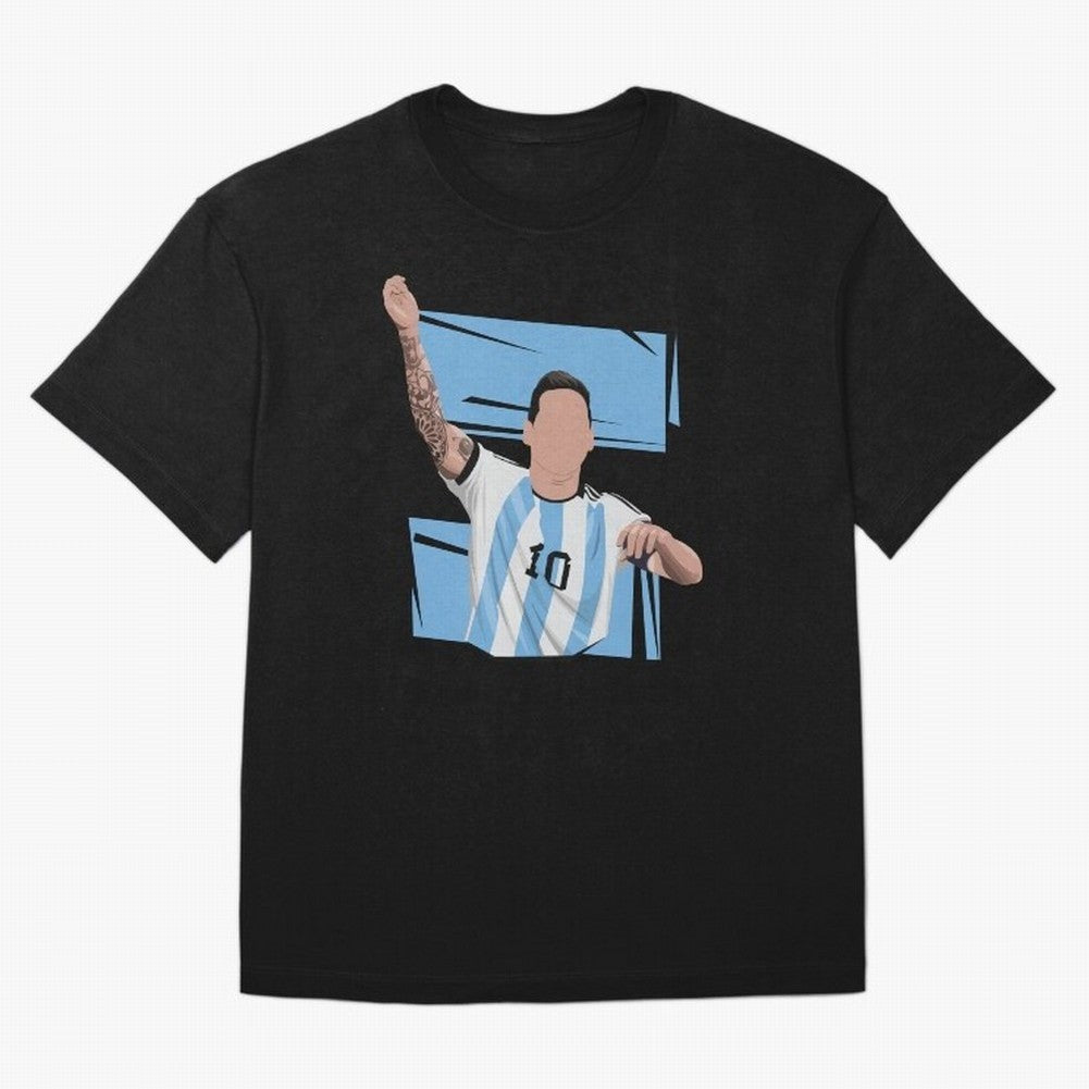 Messi Singing with Crowd World Cup 2022 Oversized T-Shirt Keep the Legacy of FIFA World Cup 2026 USA Canada Mexico Built around CR7 and Messi, Brazil, Portugal and Argentina Energy, Vintage Soccer Flavor, Modern Football Stars, National Flags and
