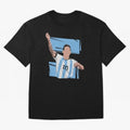 Messi Singing with Crowd World Cup 2022 Oversized T-Shirt Keep the Legacy of FIFA World Cup 2026 USA Canada Mexico Built around CR7 and Messi, Brazil, Portugal and Argentina Energy, Vintage Soccer Flavor, Modern Football Stars, National Flags and