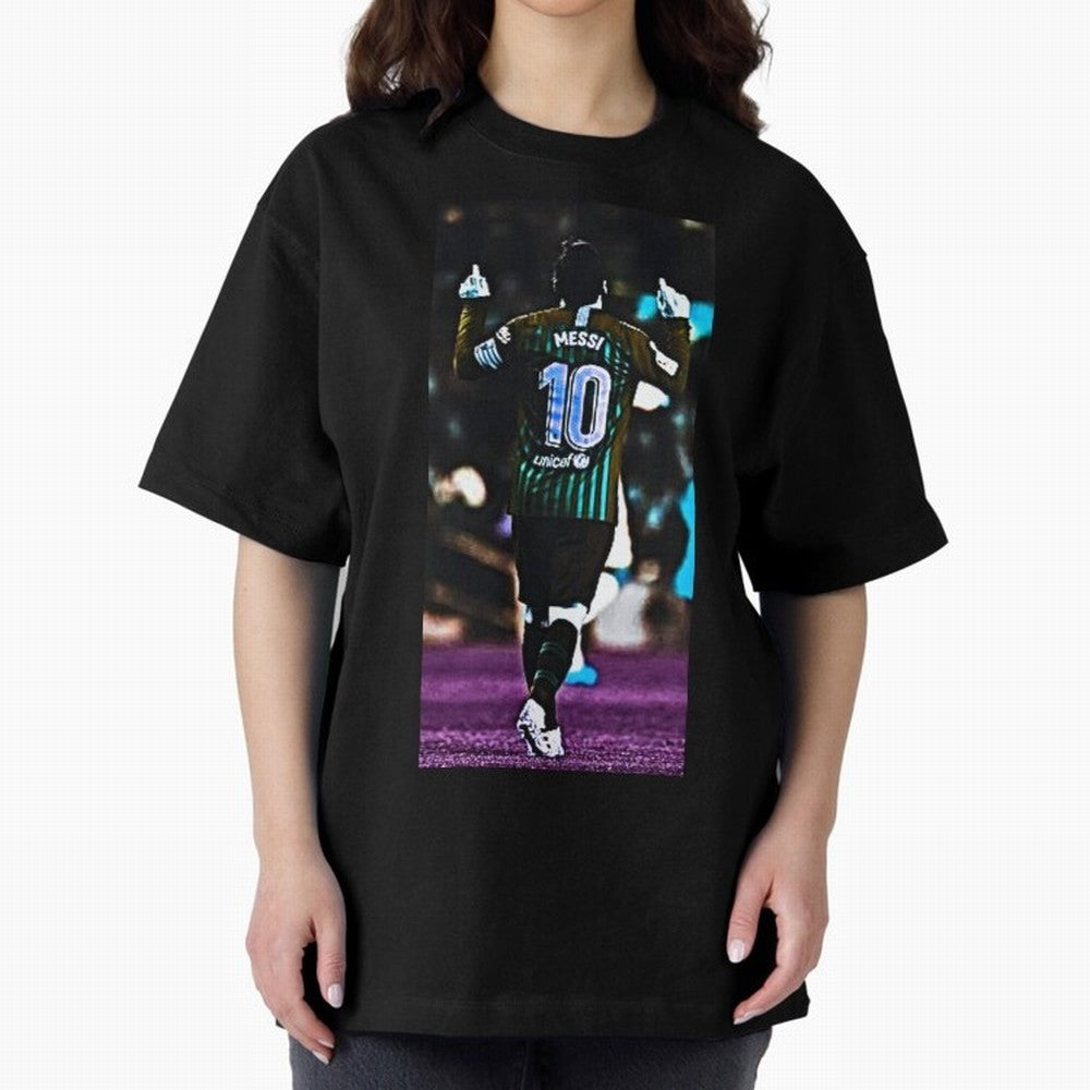 Lionel Messi Oversized T-Shirt Wear the Spirit of Match Day Hype around FIFA World Cup 2026 USA Canada Mexico, Haaland, Portugal, Spain and Germany, Vintage Soccer Flavor, Modern Football Stars, National Flags and Final Night Emotion; Made for
