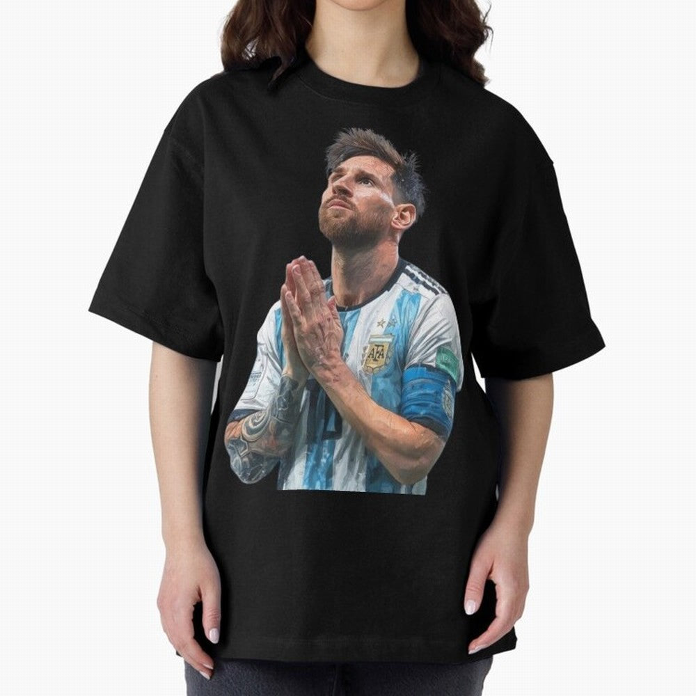 Argentina Messi Football Oversized T-Shirt Celebrate Match Day Hype around FIFA World Cup 2026 USA Canada Mexico, Messi and Cristiano Ronaldo, France and Portugal, Game Day Rituals, Football Legends, Country Pride and the Road to the Final; Made