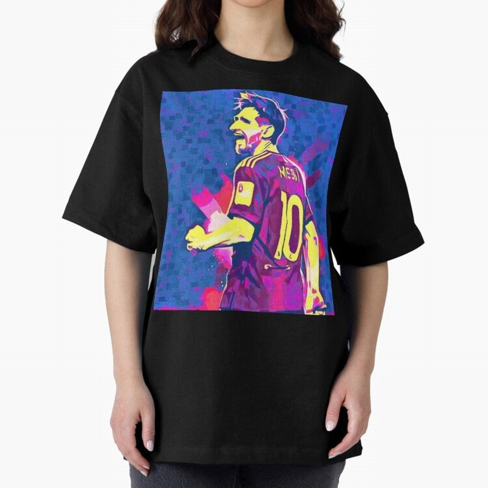 Lionel Messi art Oversized T-Shirt Show Fan Pride Across Match Day Hype around FIFA World Cup 2026 USA Canada Mexico, Messi and Cristiano Ronaldo, Spain and Netherlands, Sports Nostalgia, International Competition, Famous Players and Unforgettable