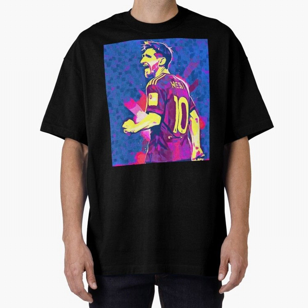 Lionel Messi art Oversized T-Shirt Show Fan Pride Across Match Day Hype around FIFA World Cup 2026 USA Canada Mexico, Messi and Cristiano Ronaldo, Spain and Netherlands, Sports Nostalgia, International Competition, Famous Players and Unforgettable