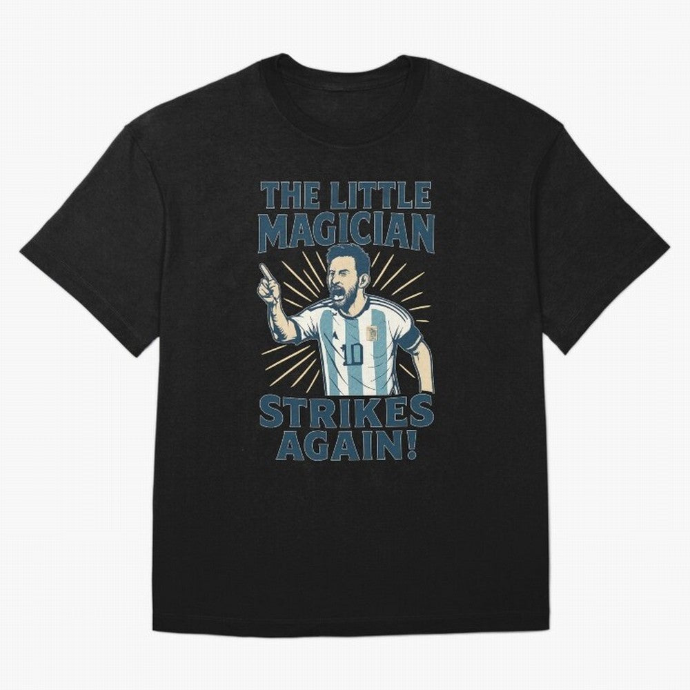 Messi - The Magician Oversized T-Shirt Support Global Football Passion for FIFA World Cup 2026 Group Stage, Highlighting Messi, Neymar and Mbappe, Argentina, Match Day Excitement, Supporter Culture, Golden Goals and Global Football Passion; Made