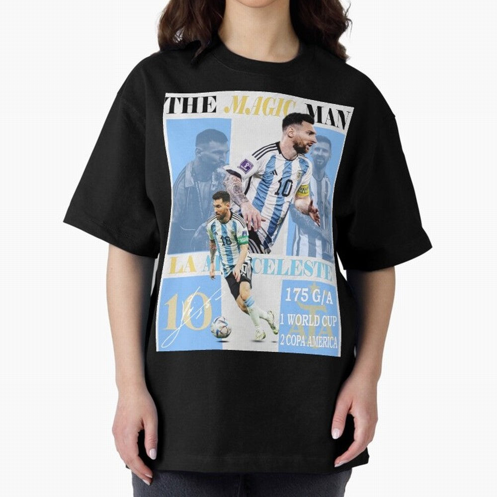 Lionel Messi Argentina World Cup 2022 Champion Victory Poster Oversized T-Shirt Carry National Pride through FIFA World Cup 2026 USA Canada Mexico Spirit, Capturing Brazil, CR7, Championship Spirit, Famous Goals, Roaring Crowds and International