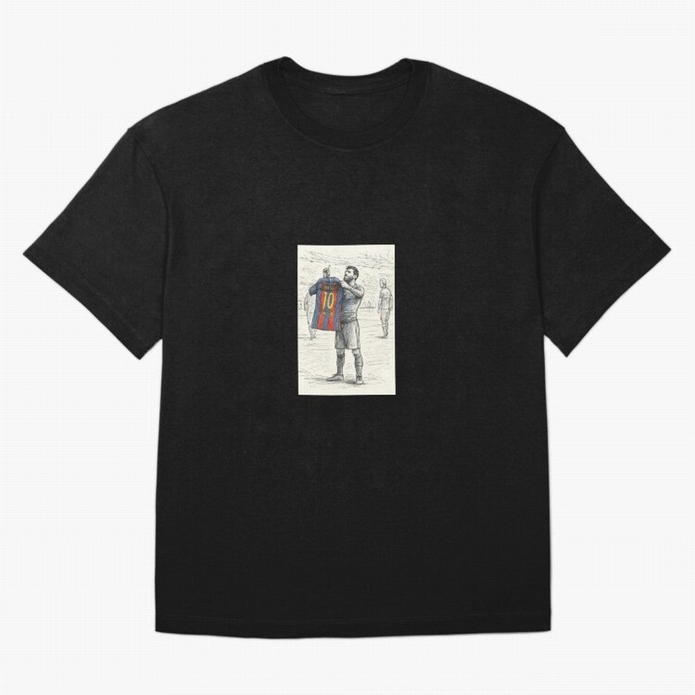 Lionel Messi Iconic Celebration Urban Sketch Classic T-Shirt Mark FIFA World Cup 2026 Inspired by Mbappe, Germany Energy, Sports Nostalgia, International Competition, Famous Players and Unforgettable Victories; Perfect for Supporters Who Want Bold