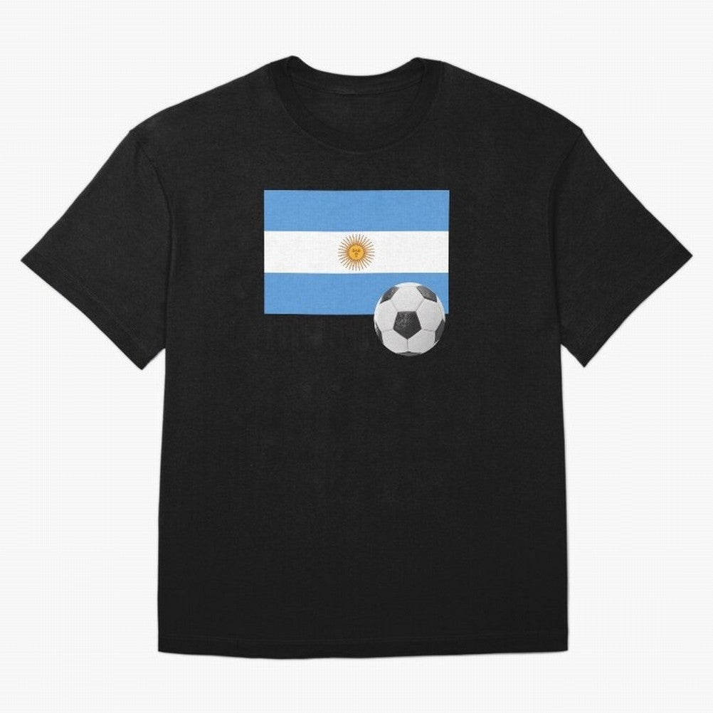 Flag of Argentina with a Football Oversized T-Shirt Represent the Passion of FIFA World Cup 2026 USA Canada Mexico for Fans of CR7 and Messi and Brazil, Bringing Fan Favorite Moments, National Team Passion, Big Match Drama and Soccer History; Great