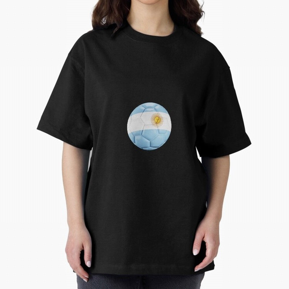 Argentina Soccer Oversized T-Shirt Celebrate Fan Culture around FIFA World Cup 2026 Group Stage for Fans of Haaland and Mbappe and Netherlands, Bringing Vintage Soccer Flavor, Modern Football Stars, National Flags and Final Night Emotion; Perfect