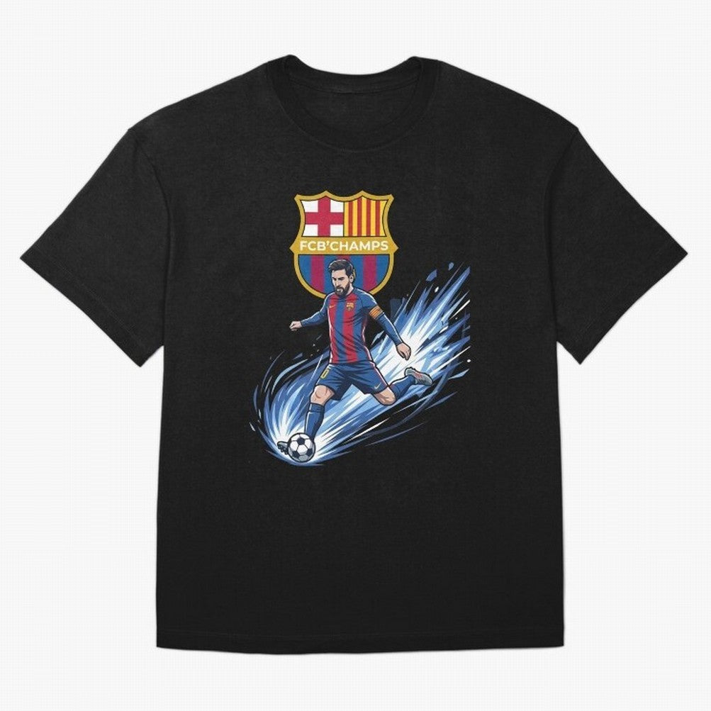 FC Barcelona Champs - The Goat Edition Oversized T-Shirt Stand Out with Spirit from Global Football Passion for FIFA World Cup 2026 Group Stage, Built around Messi, CR7 and Mbappe, France, Global Supporter Spirit, Legendary Goals, National Colors