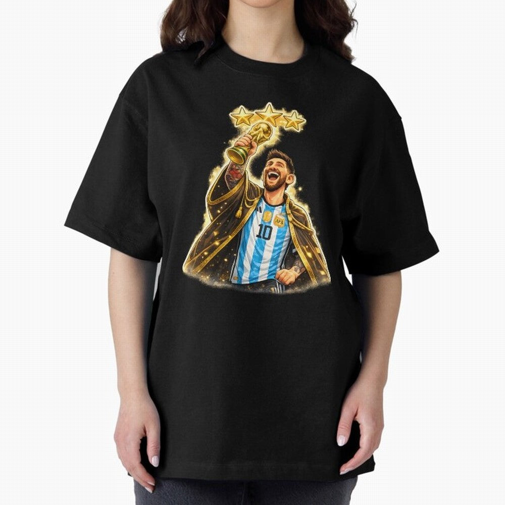 Messi King of Football World Champion ¨C Argentina 3 Stars Trophy Celebration Classic T-Shirt Show Support during FIFA World Cup 2026 Group Stage for Fans of Cristiano Ronaldo, Haaland and CR7 and Germany, Bringing Match Day Excitement, Supporter
