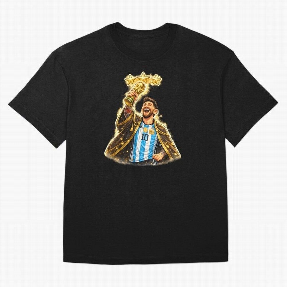 Messi King of Football World Champion ¨C Argentina 3 Stars Trophy Celebration Classic T-Shirt Show Support during FIFA World Cup 2026 Group Stage for Fans of Cristiano Ronaldo, Haaland and CR7 and Germany, Bringing Match Day Excitement, Supporter