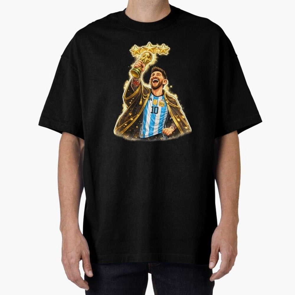 Messi King of Football World Champion ¨C Argentina 3 Stars Trophy Celebration Classic T-Shirt Show Support during FIFA World Cup 2026 Group Stage for Fans of Cristiano Ronaldo, Haaland and CR7 and Germany, Bringing Match Day Excitement, Supporter