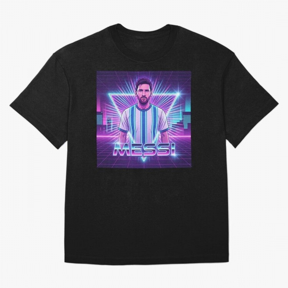 ?Argentina Football Legend Messi Cyberpunk Retro Futurist Design (Version 5) Classic T-Shirt Bring Stadium Energy to FIFA World Cup 2026 Group Stage Connected to Messi, CR7 and Mbappe, Argentina, France and Brazil Energy, Champion Mindset, Group