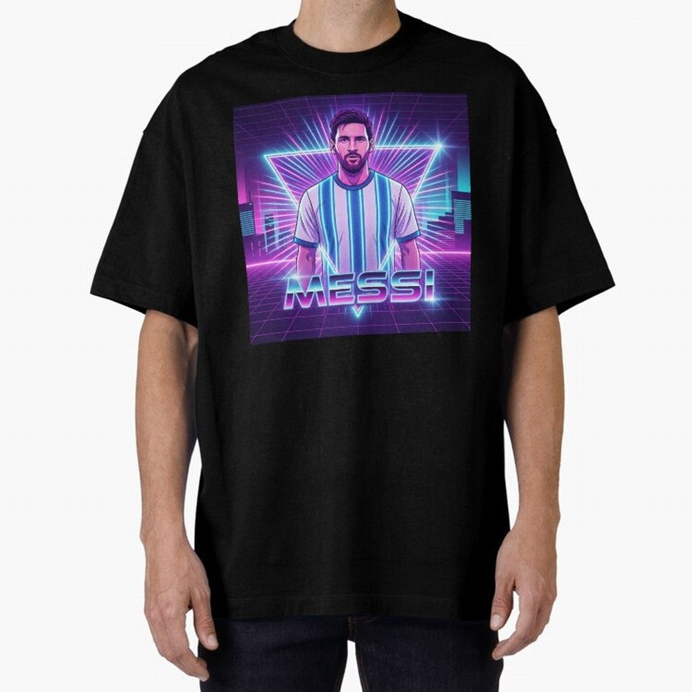 ?Argentina Football Legend Messi Cyberpunk Retro Futurist Design (Version 5) Classic T-Shirt Bring Stadium Energy to FIFA World Cup 2026 Group Stage Connected to Messi, CR7 and Mbappe, Argentina, France and Brazil Energy, Champion Mindset, Group