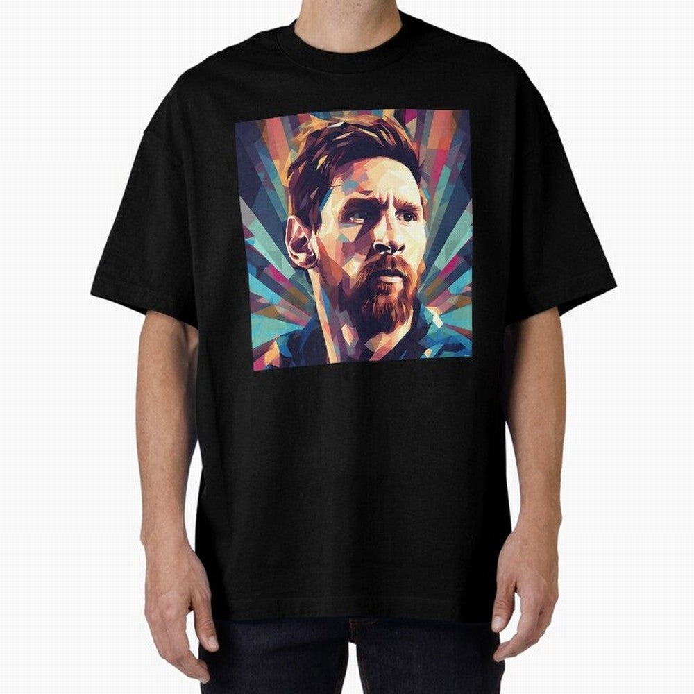 Lionel Messi Portrait Abstract Digital Art Football Player Classic T-Shirt Carry the Colors and Pride of Match Day Hype around FIFA World Cup 2026 USA Canada Mexico, Messi and Cristiano Ronaldo, Germany, Championship Spirit, Famous Goals, Roaring