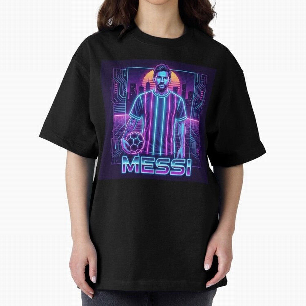 ?Argentina Football Legend Messi Cyberpunk Retro Futurist Design (Version 3) Classic T-Shirt Celebrate National Team Dreams in FIFA World Cup 2026 Group Stage Spirit, with Netherlands, CR7 and Messi, Supporter Pride, Iconic Celebrations, Legendary