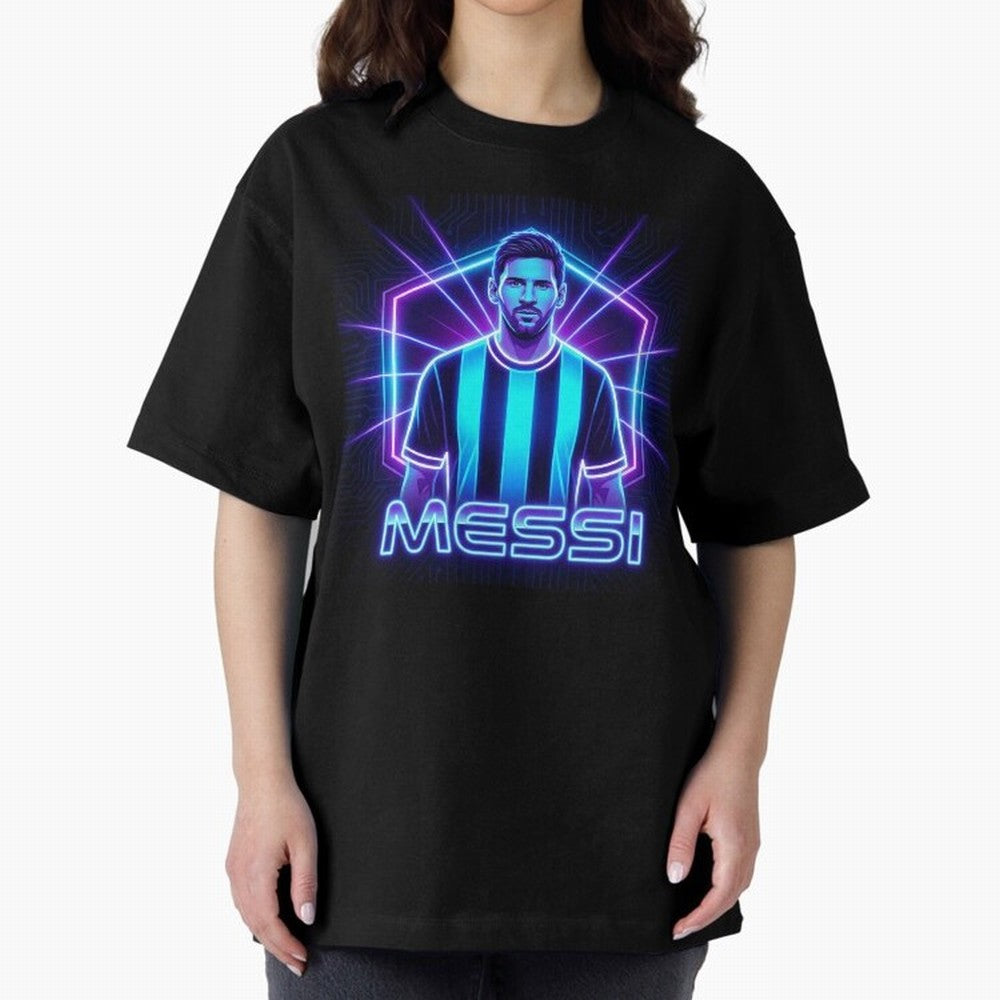 ?Argentina Football Legend Messi Cyberpunk Retro Futurist Design (Version 2) Classic T-Shirt Share the Excitement of FIFA World Cup 2026 USA Canada Mexico for Fans of Messi and Cristiano Ronaldo and Netherlands, Bringing Football Passion, Legendary