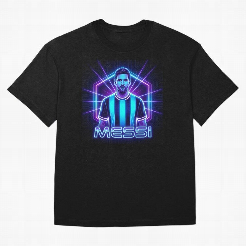 ?Argentina Football Legend Messi Cyberpunk Retro Futurist Design (Version 2) Classic T-Shirt Share the Excitement of FIFA World Cup 2026 USA Canada Mexico for Fans of Messi and Cristiano Ronaldo and Netherlands, Bringing Football Passion, Legendary