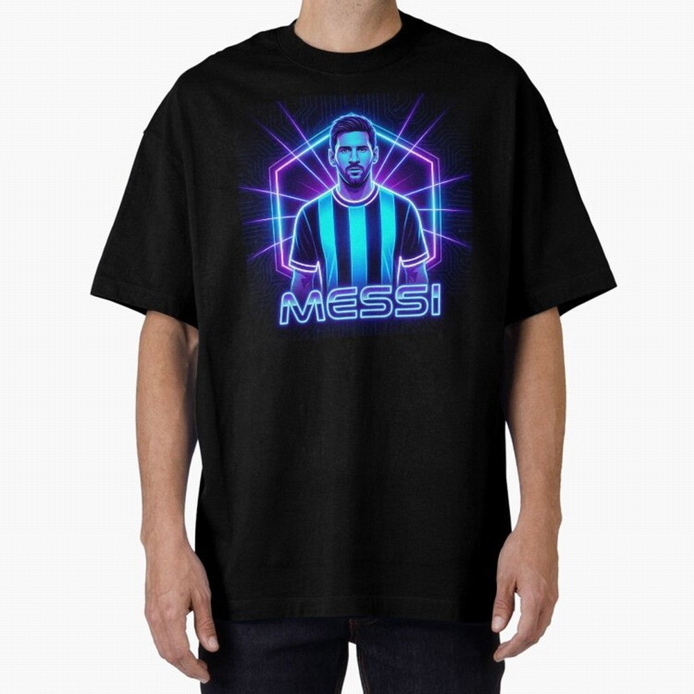 ?Argentina Football Legend Messi Cyberpunk Retro Futurist Design (Version 2) Classic T-Shirt Share the Excitement of FIFA World Cup 2026 USA Canada Mexico for Fans of Messi and Cristiano Ronaldo and Netherlands, Bringing Football Passion, Legendary