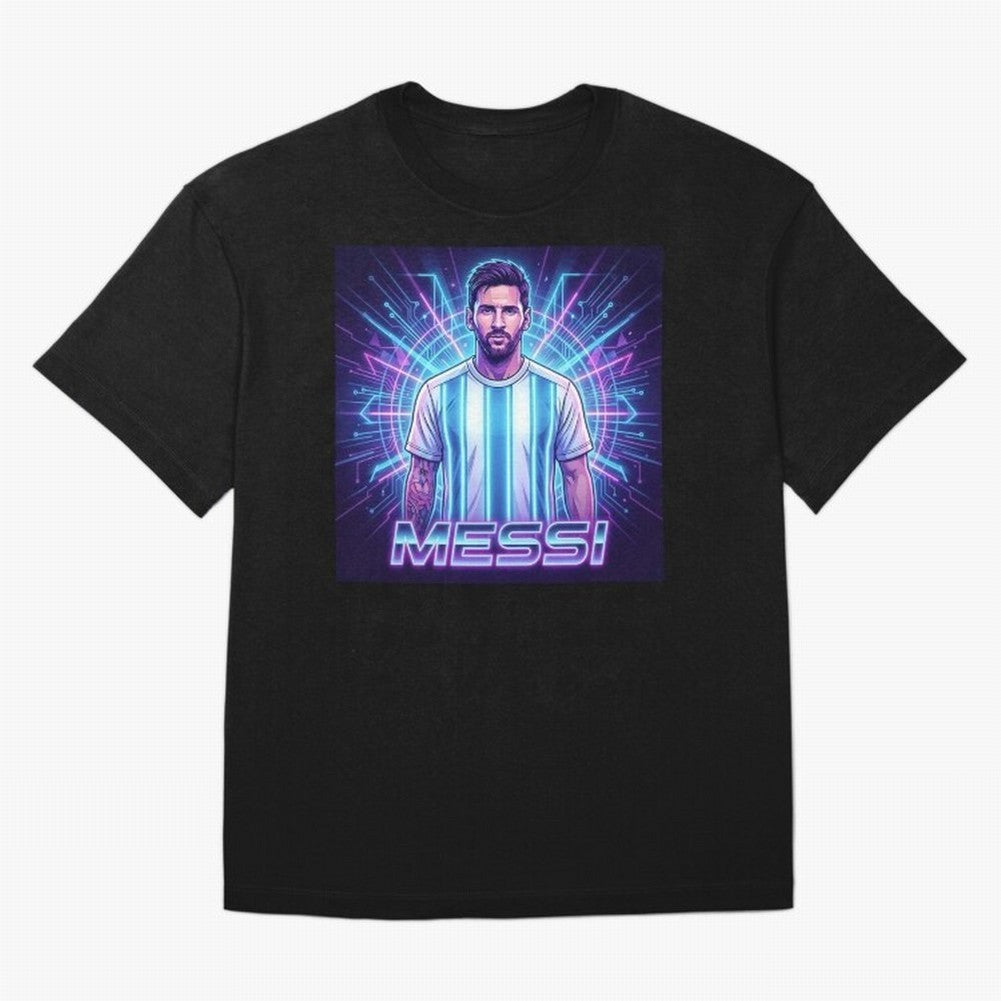 ?Argentina Football Legend Messi Cyberpunk Retro Futurist Design Classic T-Shirt Feel International Energy from Match Day Hype around FIFA World Cup 2026 USA Canada Mexico, Haaland, Germany, Goal Celebration Energy, Supporter Heritage, Football