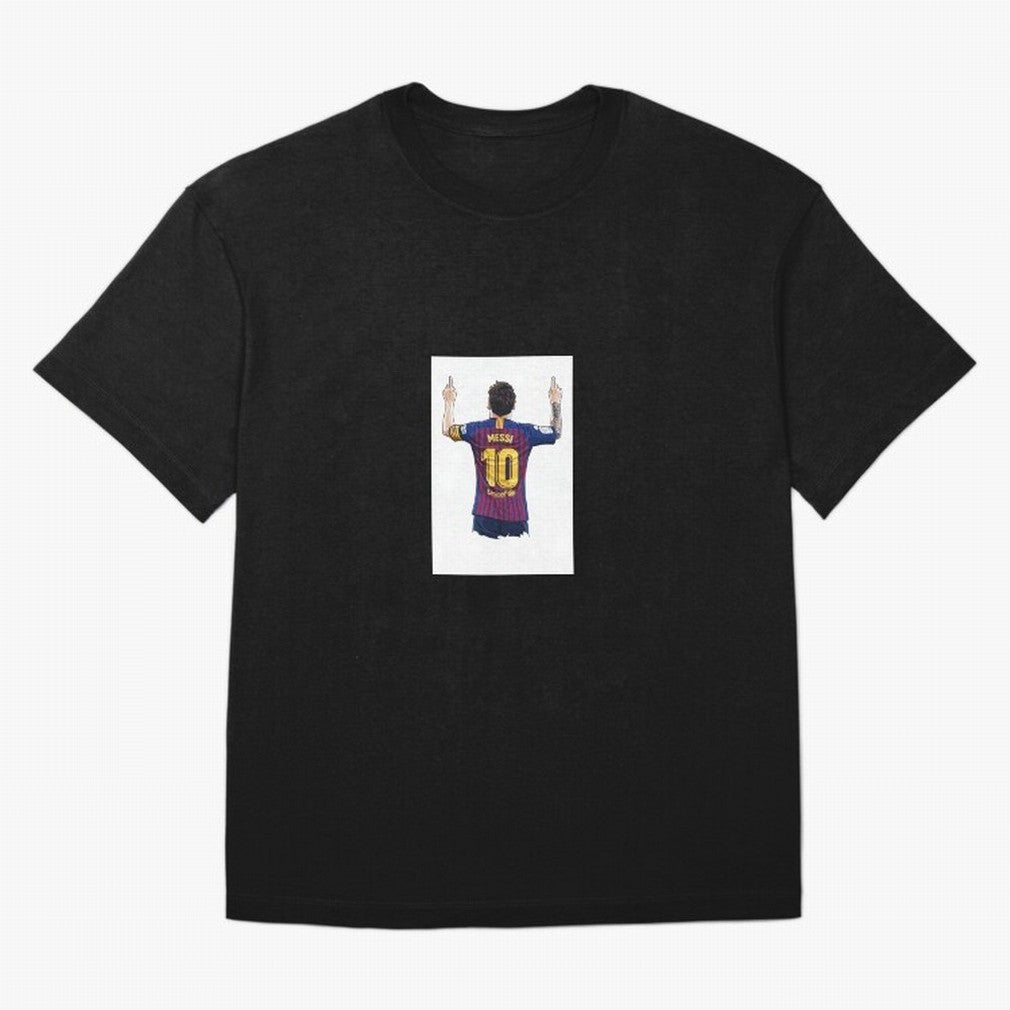 Lionel Messi Celebration Outline Barcelona FC Oversized T-Shirt Make Every Match About FIFA World Cup 2026 Group Stage for Fans of Neymar, Haaland and Cristiano Ronaldo and Argentina, Bringing Classic Soccer Heritage, Championship Pressure, Fan