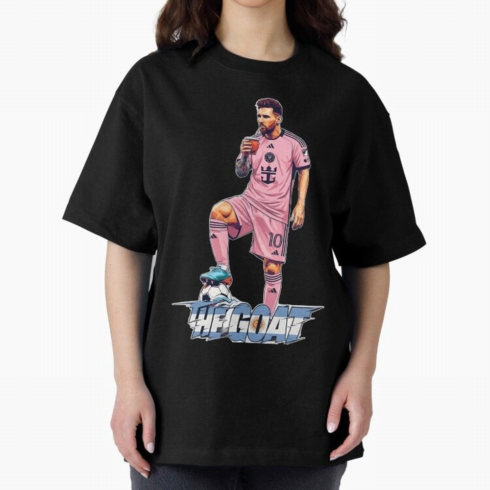 Messi Illustrated Style Drinking Mate ¨C Design by The Goat - Inter Miami Classic T-Shirt Carry the Dream of FIFA World Cup 2026 USA Canada Mexico Celebrating Neymar, Brazil, Portugal and Argentina Energy, Worldwide Fan Energy, Dramatic Goals,