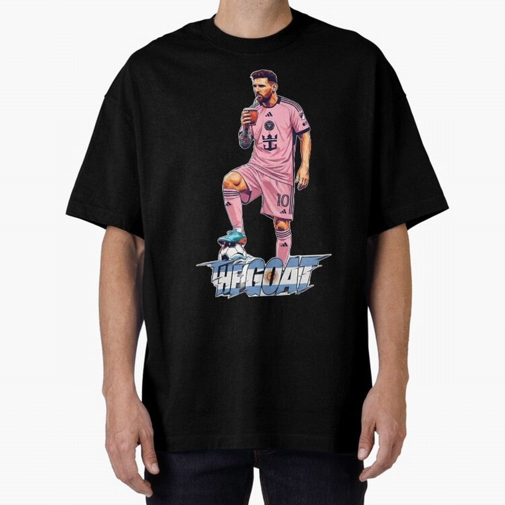 Messi Illustrated Style Drinking Mate ¨C Design by The Goat - Inter Miami Classic T-Shirt Carry the Dream of FIFA World Cup 2026 USA Canada Mexico Celebrating Neymar, Brazil, Portugal and Argentina Energy, Worldwide Fan Energy, Dramatic Goals,