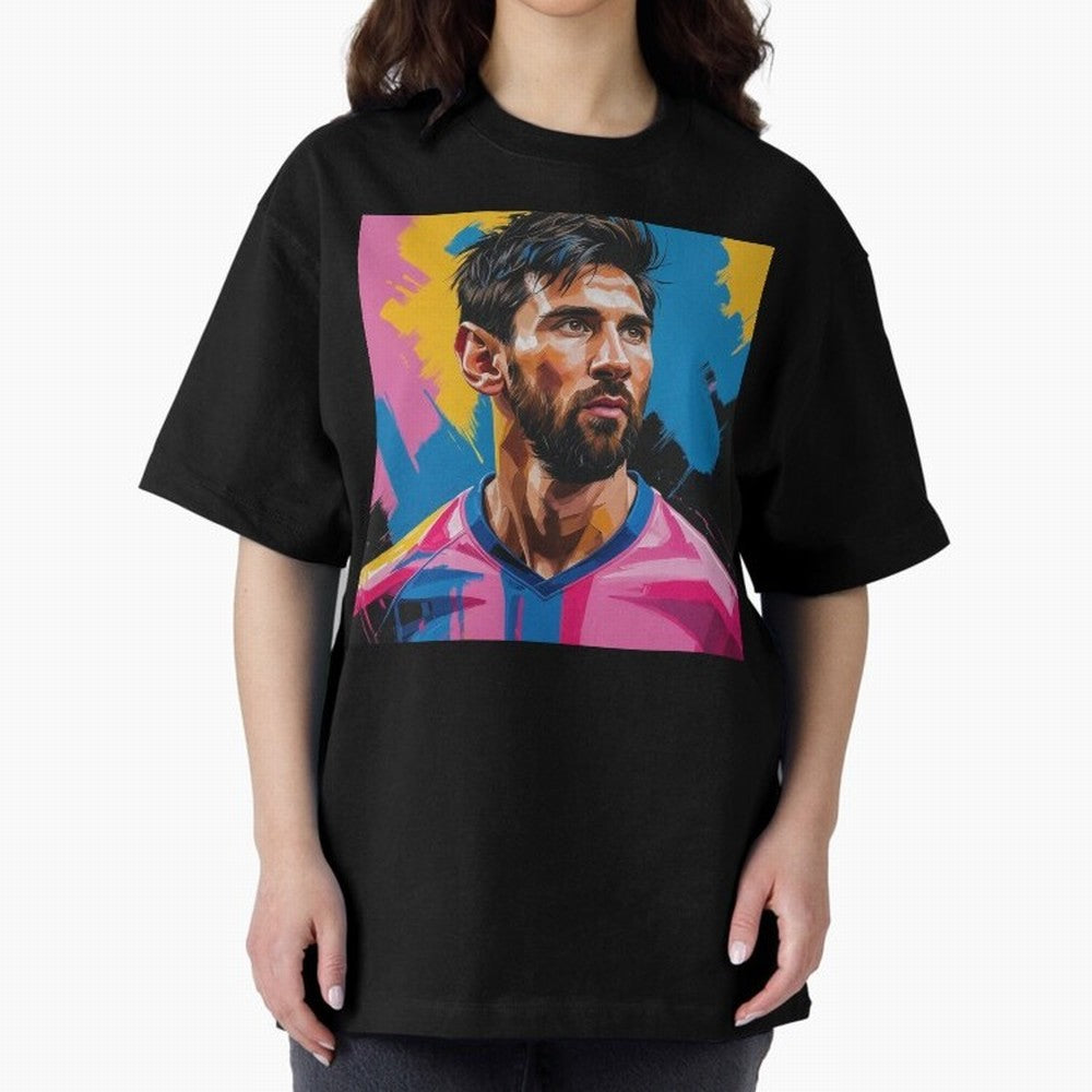 Vibrant Artistic Digital Painting Portrait of Lionel Messi (GOAT) Classic T-Shirt Represent the Passion of Global Football Passion for FIFA World Cup 2026 USA Canada Mexico, Connected to Messi, Neymar and Mbappe, Spain and Netherlands, Stadium