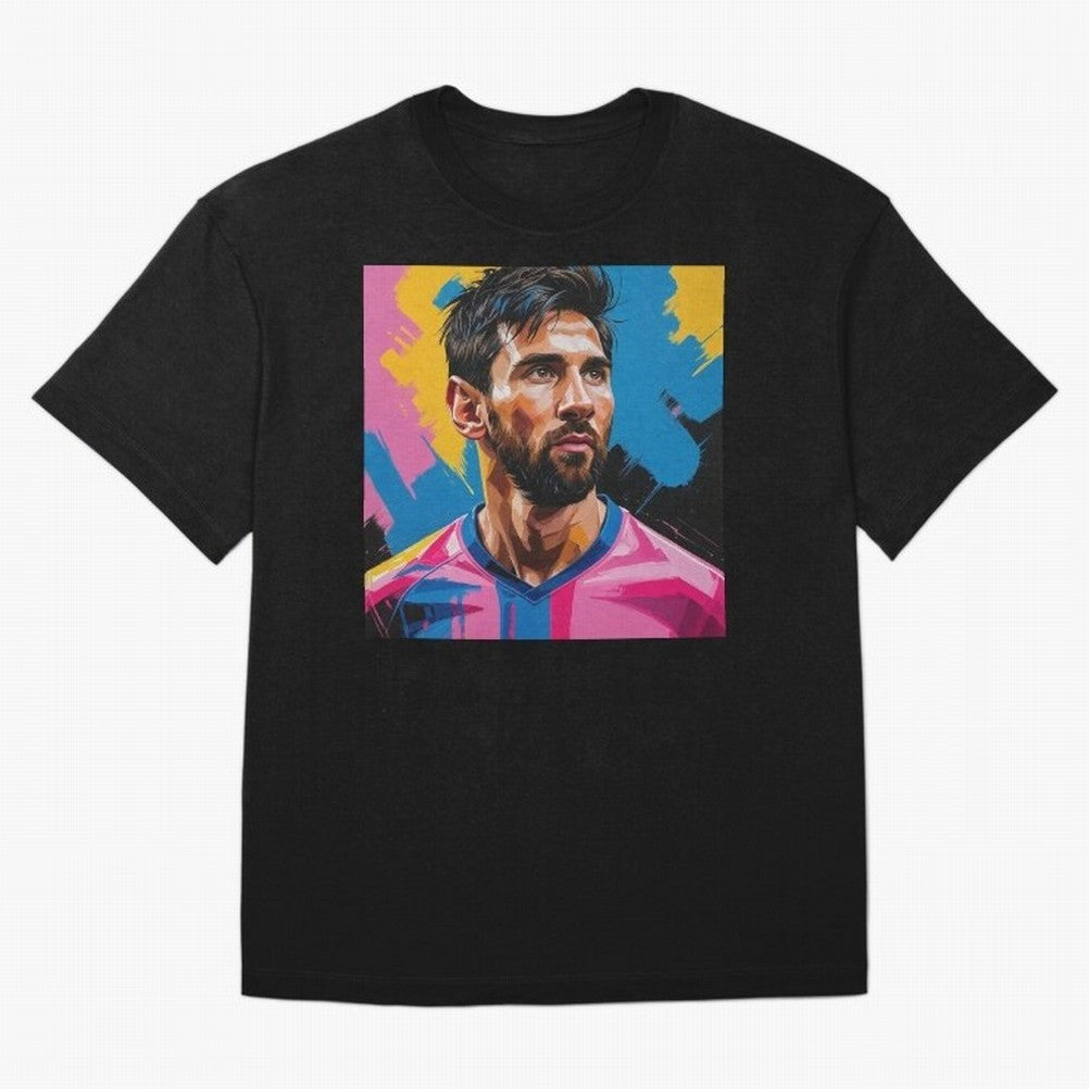 Vibrant Artistic Digital Painting Portrait of Lionel Messi (GOAT) Classic T-Shirt Represent the Passion of Global Football Passion for FIFA World Cup 2026 USA Canada Mexico, Connected to Messi, Neymar and Mbappe, Spain and Netherlands, Stadium