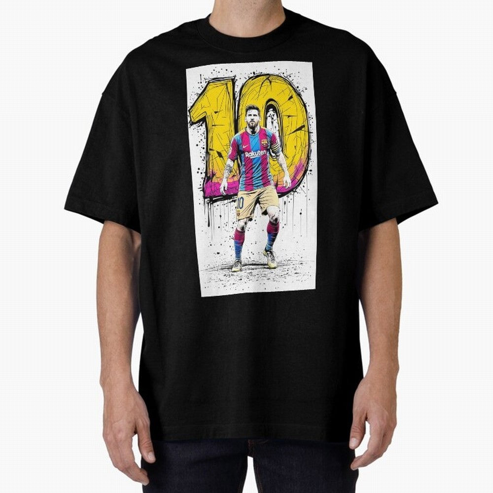 Lionel Messi Barcelona 10 Fan Art Oversized T-Shirt Make Memories around Global Football Passion for FIFA World Cup 2026, Made for CR7, Netherlands, Game Day Rituals, Football Legends, Country Pride and the Road to the Final; Created for Match Day