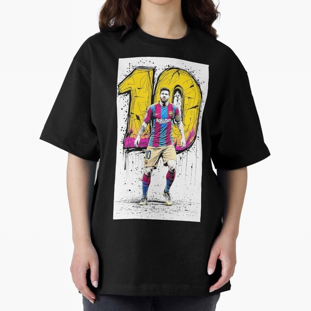 Lionel Messi Barcelona 10 Fan Art Oversized T-Shirt Make Memories around Global Football Passion for FIFA World Cup 2026, Made for CR7, Netherlands, Game Day Rituals, Football Legends, Country Pride and the Road to the Final; Created for Match Day
