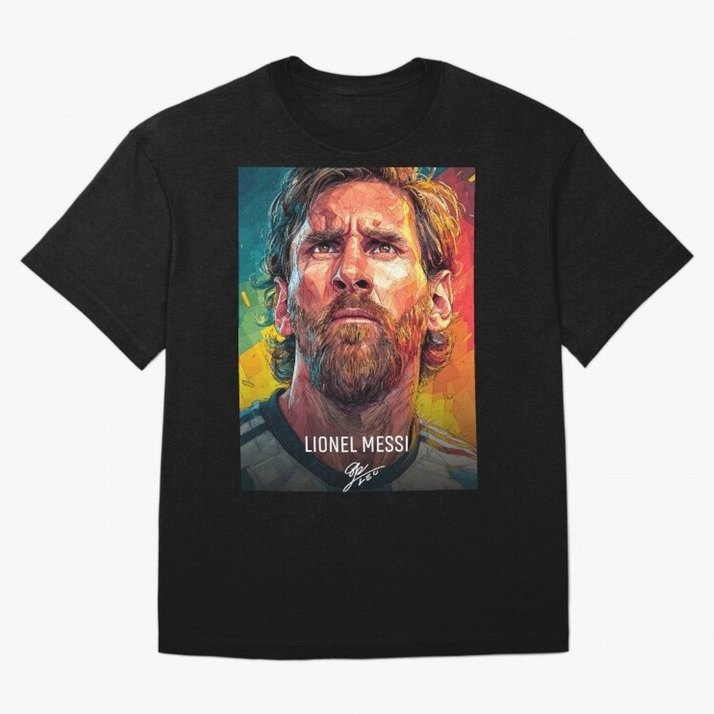Lionel Messi Football Soccer Player Colorful Modern Portrait Classic T-Shirt Join FIFA World Cup 2026 Group Stage for Fans of Messi and Cristiano Ronaldo and Argentina, Bringing Classic Soccer Heritage, Championship Pressure, Fan Loyalty and