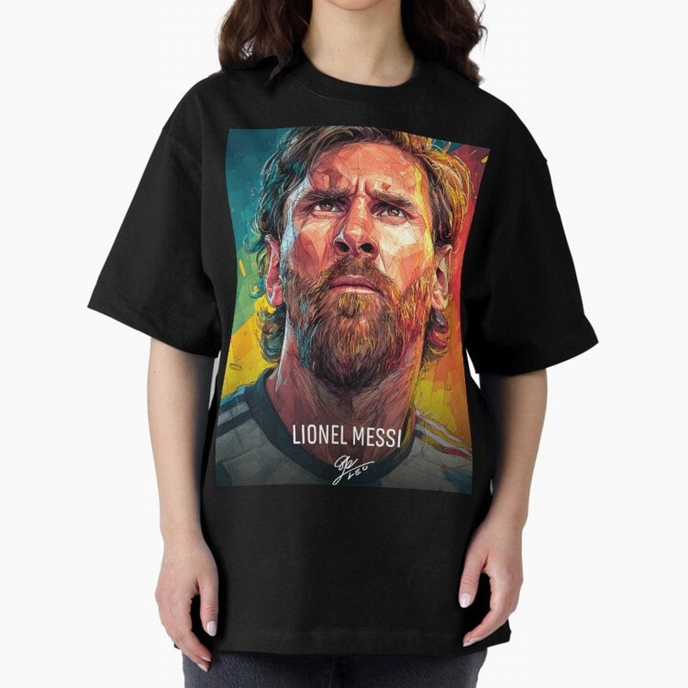 Lionel Messi Football Soccer Player Colorful Modern Portrait Classic T-Shirt Join FIFA World Cup 2026 Group Stage for Fans of Messi and Cristiano Ronaldo and Argentina, Bringing Classic Soccer Heritage, Championship Pressure, Fan Loyalty and