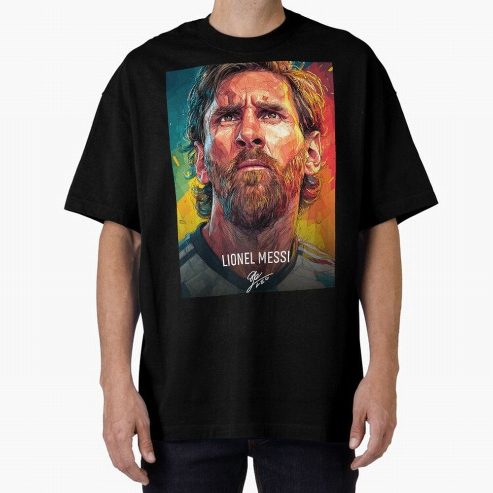 Lionel Messi Football Soccer Player Colorful Modern Portrait Classic T-Shirt Join FIFA World Cup 2026 Group Stage for Fans of Messi and Cristiano Ronaldo and Argentina, Bringing Classic Soccer Heritage, Championship Pressure, Fan Loyalty and