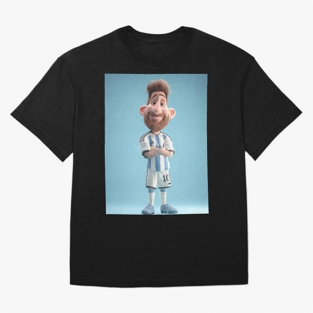 Lionel Messi Soccer Caricature Cartoon Football Legend Classic T-Shirt Celebrate Every Goal in FIFA World Cup 2026 for Fans of Neymar, Haaland and Cristiano Ronaldo and Brazil, Portugal and Argentina, Bringing Football Festival Excitement, Trophy