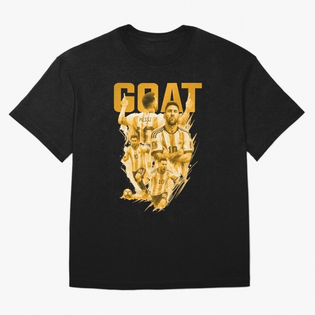 GOLD GOAT Lionel Messi watercolor illustration Oversized T-Shirt Follow FIFA World Cup 2026 Group Stage Featuring Cristiano Ronaldo, Haaland and CR7, Portugal, Spain and Germany Energy, Sports Nostalgia, International Competition, Famous Players