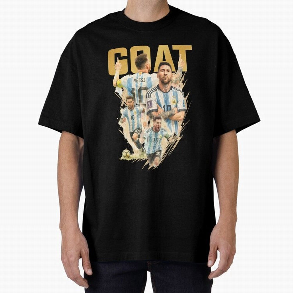 GOAT Lionel Messi watercolor illustration Oversized T-Shirt Create Global Football Passion for FIFA World Cup 2026 Group Stage, Celebrating Messi, Argentina, France and Brazil, Sports Nostalgia, International Competition, Famous Players and