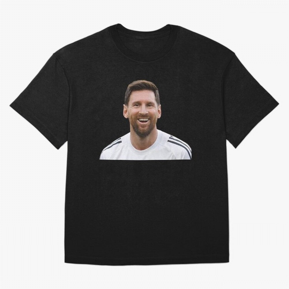 Lionel Messi smiling Oversized T-Shirt Show Fan Pride Across FIFA World Cup 2026 USA Canada Mexico Driven by Neymar, Portugal, Spain and Germany Energy, Stadium Chants, National Pride, Trophy Dreams and Unforgettable Football Memories; Perfect for