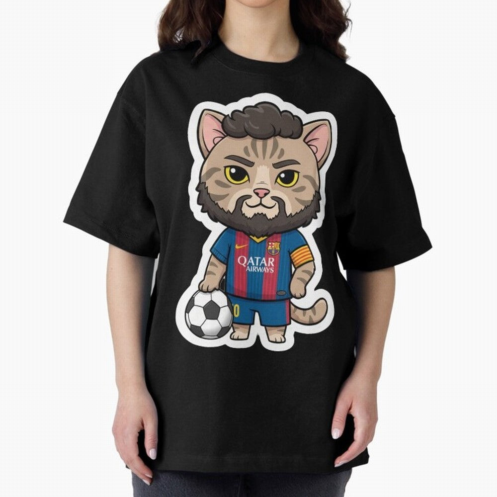 Fcb - Fc Barcelona | Cute Cat Messi with Jersey Barcelona Classic T-Shirt Celebrate the Stars of Global Football Passion for FIFA World Cup 2026 USA Canada Mexico, Filled with Neymar, Haaland and Cristiano Ronaldo, France, Football Passion,