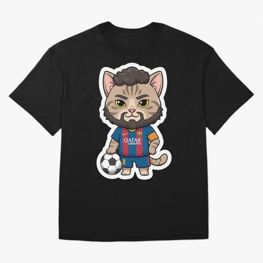 Fcb - Fc Barcelona | Cute Cat Messi with Jersey Barcelona Classic T-Shirt Celebrate the Stars of Global Football Passion for FIFA World Cup 2026 USA Canada Mexico, Filled with Neymar, Haaland and Cristiano Ronaldo, France, Football Passion,