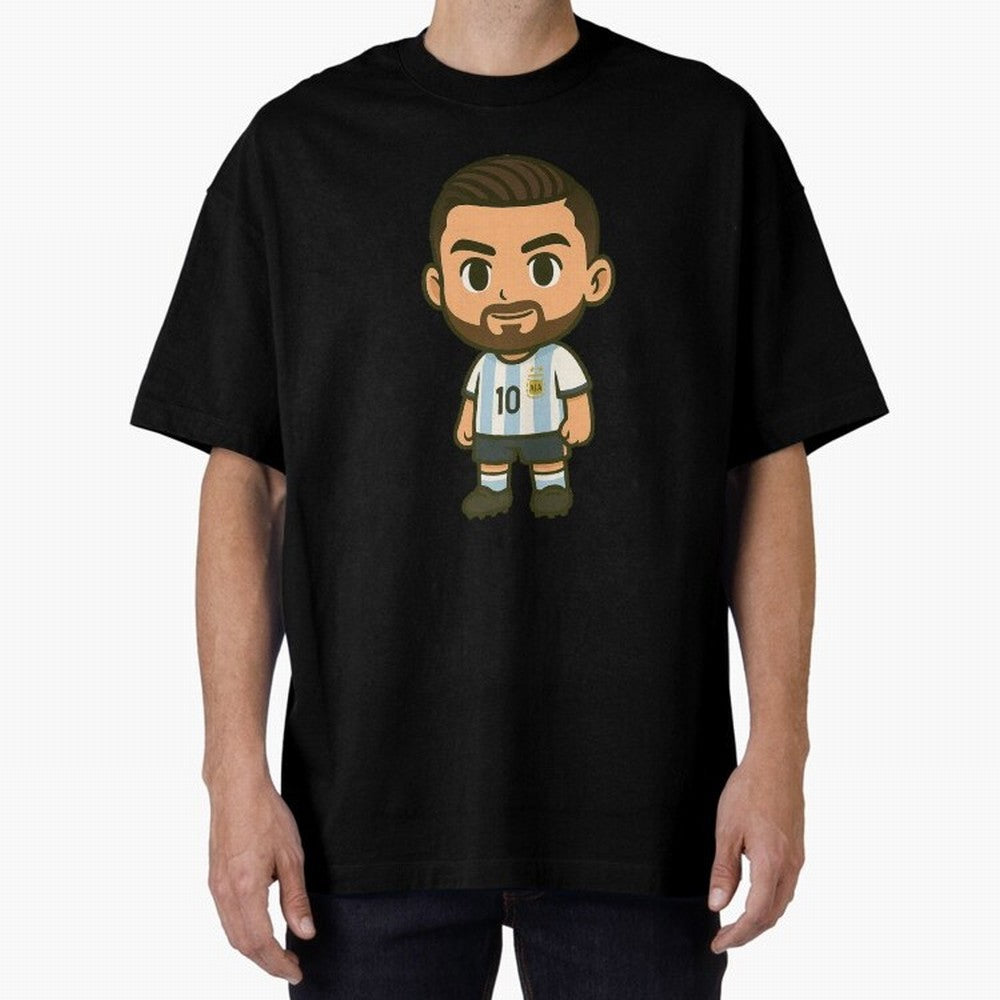 Lionel Messi Cartoon Art Argentina Classic T-Shirt Live the Energy of Match Day Hype around FIFA World Cup 2026 Group Stage, Messi, Neymar and Mbappe, Argentina and Brazil, Sports Nostalgia, International Competition, Famous Players and