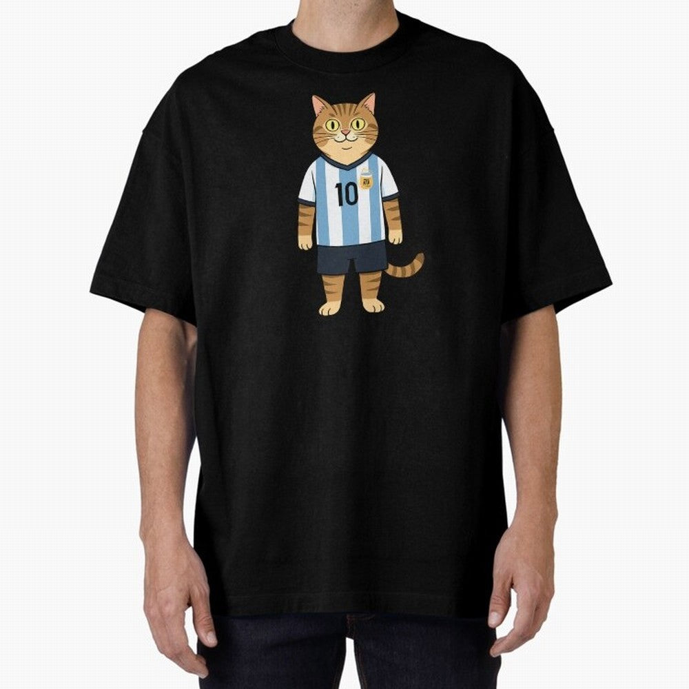 Lionel the Soccer Cat Oversized T-Shirt Join Supporters Worldwide for FIFA World Cup 2026 USA Canada Mexico for Fans of Messi and Brazil, Portugal and Argentina, Bringing Classic Soccer Heritage, Championship Pressure, Fan Loyalty and International