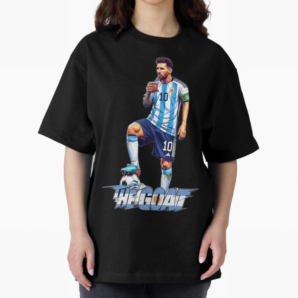 Messi Illustrated Style Drinking Mate ¨C Unique Design by The Goat Classic T-Shirt Join the Countdown to FIFA World Cup 2026 Group Stage Spirit, with Brazil, Messi, Neymar and Mbappe, Retro Football Energy, Iconic Rivalries, Trophy Chase Drama and