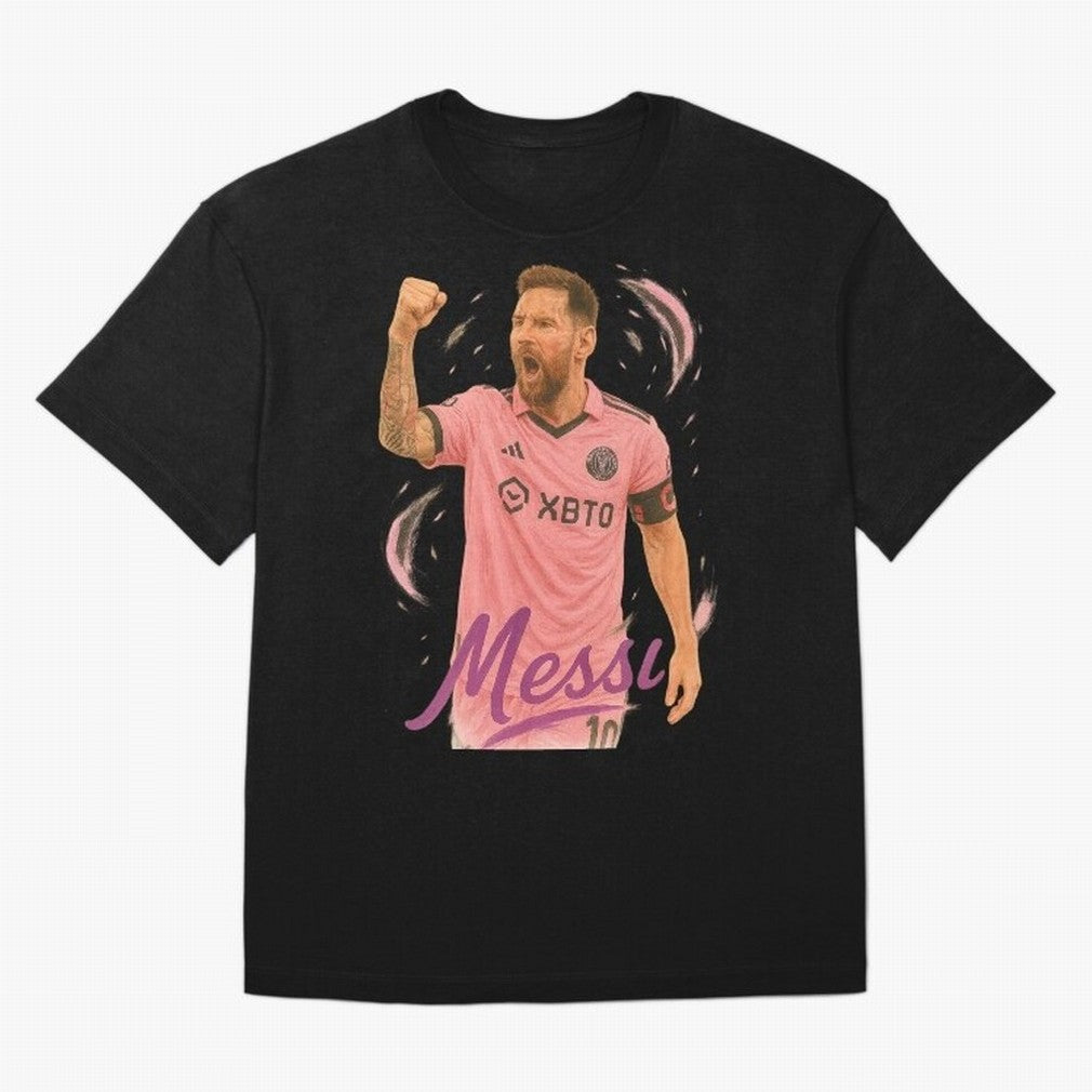 Lionel Messi Inter Miami Art ¨C Pink Jersey Football Icon Tribute	 Oversized T-Shirt Capture Match Day Hype around FIFA World Cup 2026 USA Canada Mexico, Cristiano Ronaldo, Brazil, Portugal and Argentina, Worldwide Fan Energy, Dramatic Goals,