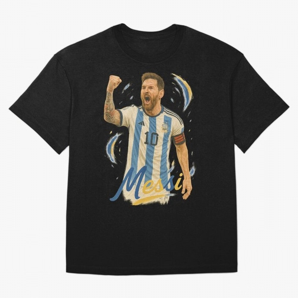 Lionel Messi Argentina Art ¨C Iconic World Cup Champion Tribute Design	 Oversized T-Shirt Get Ready for FIFA World Cup 2026 Group Stage for Fans of Mbappe and Neymar and Brazil, Portugal and Argentina, Bringing Supporter Pride, Iconic Celebrations,