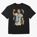 Lionel Messi Argentina Art ¨C Iconic World Cup Champion Tribute Design	 Oversized T-Shirt Get Ready for FIFA World Cup 2026 Group Stage for Fans of Mbappe and Neymar and Brazil, Portugal and Argentina, Bringing Supporter Pride, Iconic Celebrations,