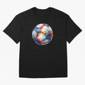 Football Soccer Ball Watercolor Illustration Drawing (Black BG) Oversized T-Shirt Make Every Match About FIFA World Cup 2026 Group Stage for Fans of Neymar, Haaland and Cristiano Ronaldo and Argentina, Bringing Classic Soccer Heritage, Championship