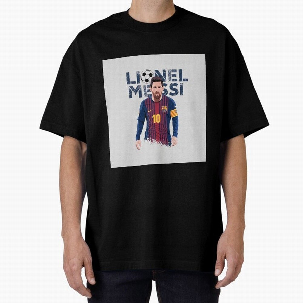 Stylized Lionel Messi Barcelona Illustration ¨C Iconic Football Artwork Oversized T-Shirt Celebrate Every Goal in FIFA World Cup 2026 USA Canada Mexico Spirit, Celebrating England, Cristiano Ronaldo, Stadium Memories, Football Loyalty,