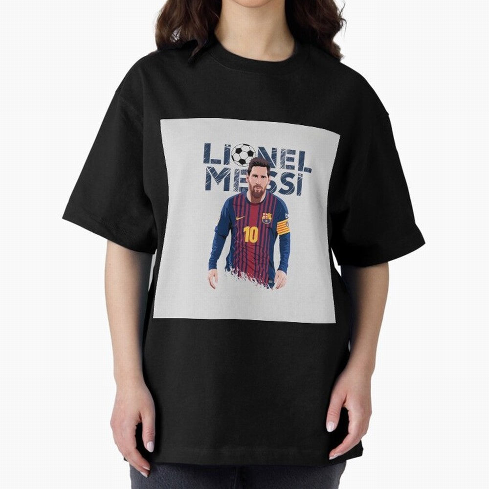 Stylized Lionel Messi Barcelona Illustration ¨C Iconic Football Artwork Oversized T-Shirt Celebrate Every Goal in FIFA World Cup 2026 USA Canada Mexico Spirit, Celebrating England, Cristiano Ronaldo, Stadium Memories, Football Loyalty,