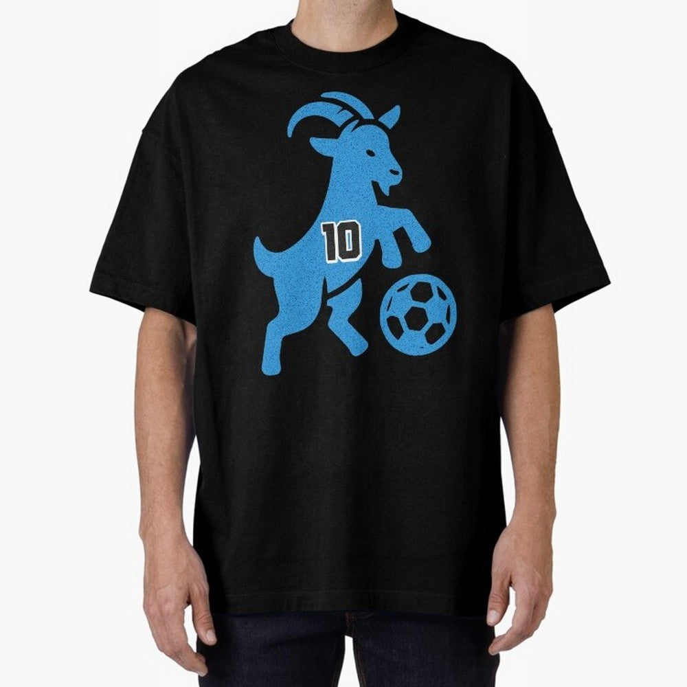 GOAT 10 Football Oversized T-Shirt Celebrate Golden Goal Energy in Global Football Passion for FIFA World Cup 2026 Group Stage, Filled with Messi and Cristiano Ronaldo, Argentina, France and Brazil, Tournament Hype, Historic Matchups, Family